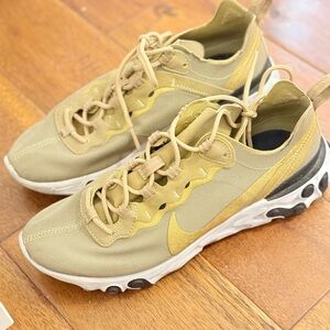Nike React Element 55 Gold Olive Sneakers